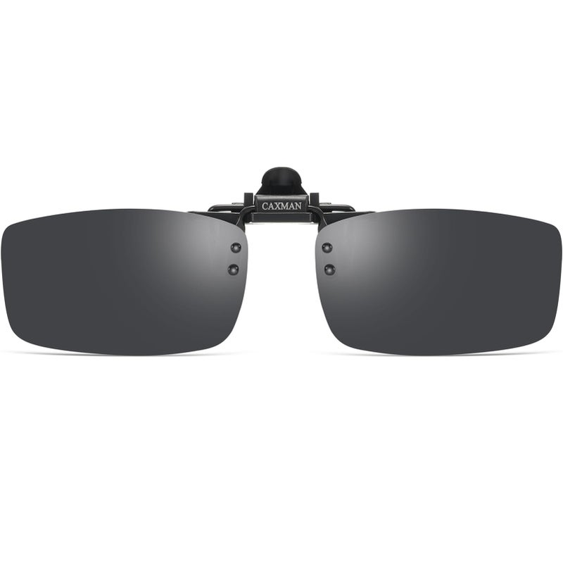 CAXMAN Polarized Clip-on Flip Up Metal Clip Rimless Sunglasses, Lightweight, Grey Lens 56 * 33mm - Image 1